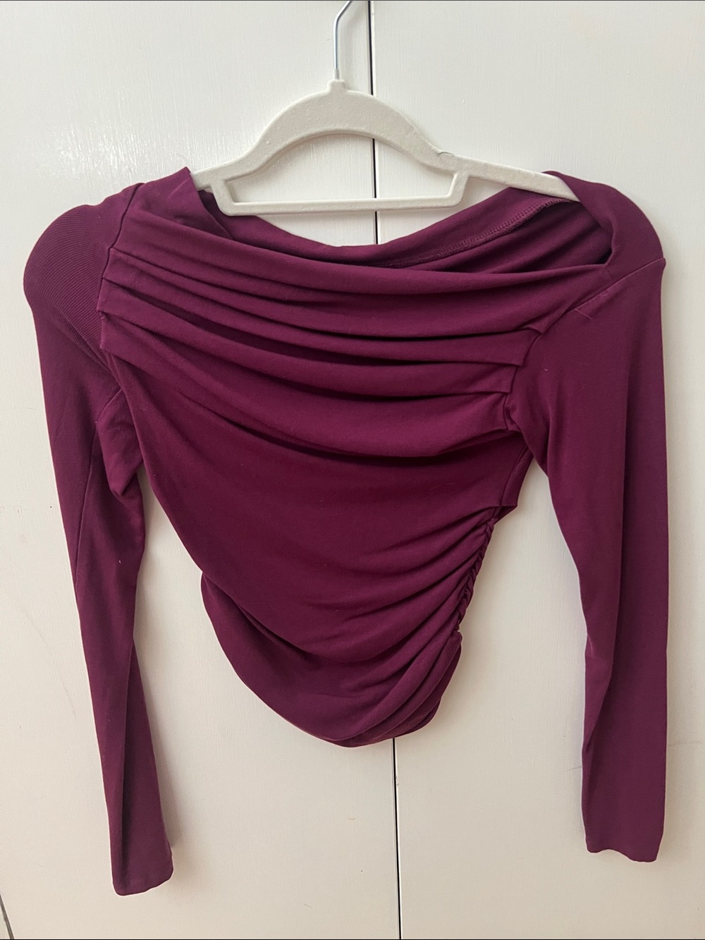 Amazon Women's Plum Ruched Long-Sleeve Top